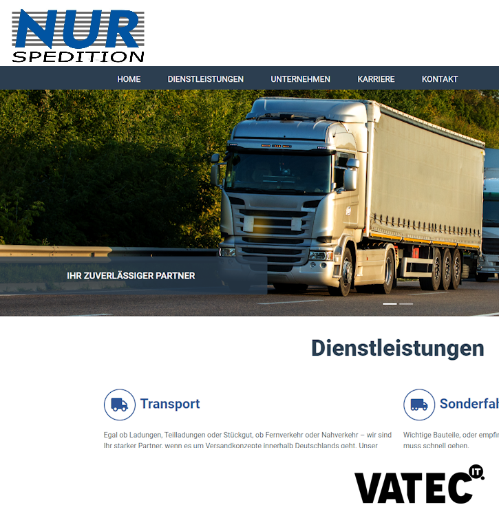 Nur-Spedition Webpräsenz